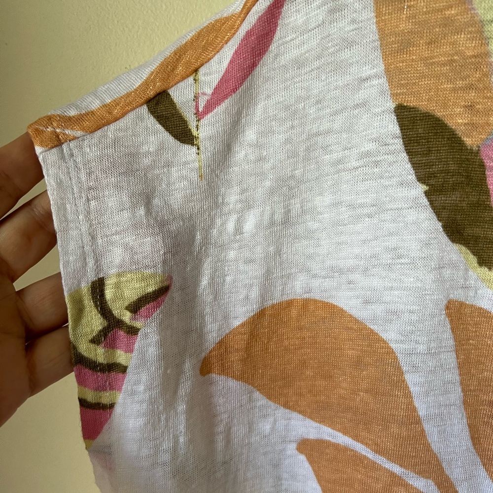 Cynthia Rowley Linen Tropical Palm Print Boxy Top Size XL - Picture 3 of 8